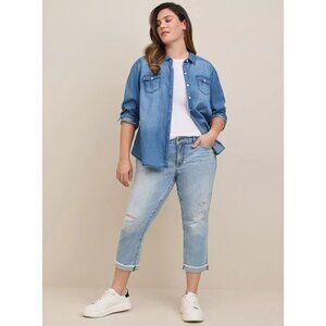 Torrid Crop Boyfriend Straight Vintage Stretch Mid-Rise Jean, Plus Size 16